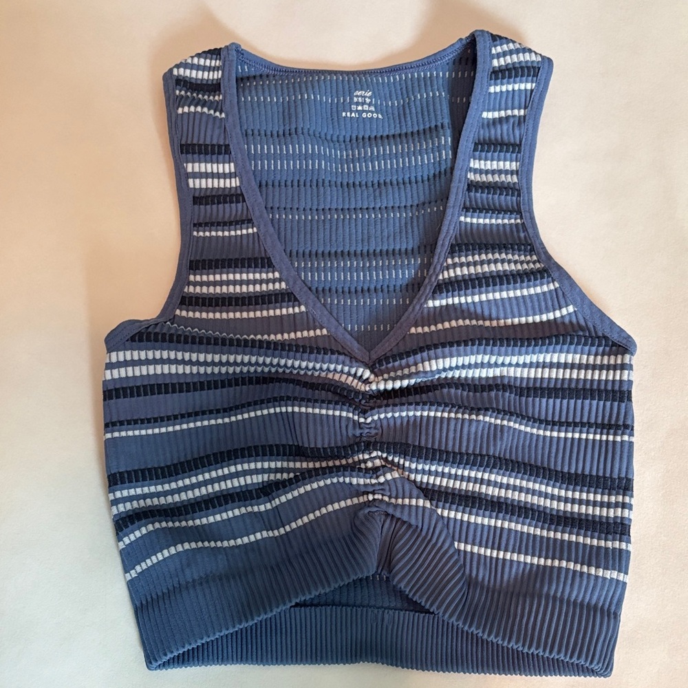 Aerie Blue and White Striped Tank Top